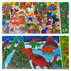 Crocodile Creek Holiday Double Sided Activity Placemats Holiday Cats/ Dinosaurs